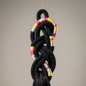 Modern, Bohém Falidísz Fekete Hajókötélből � Vibráló Színekkel  - otthon & életmód - dekoráció - fali és függő dekoráció - falra akasztható dekor - Meska.hu