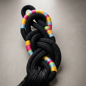 Modern, Bohém Falidísz Fekete Hajókötélből � Vibráló Színekkel  - otthon & életmód - dekoráció - fali és függő dekoráció - falra akasztható dekor - Meska.hu