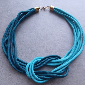 Többszálas csomózott paracord nyaklánc - teal, türkiz - ékszer - nyaklánc - statement nyaklánc - Meska.hu
