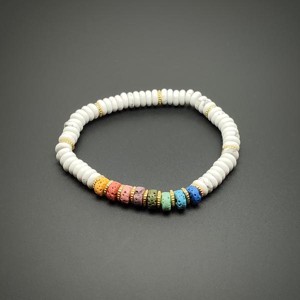 Howlit Habkő szivár. korong kar. köztessel 6x2mm, Ékszer, Karkötő, Ásványkarkötő, , MESKA