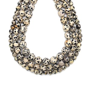 Jáspis dalmata fazettált golyó 4,5mm ékszerkészítő alapanyag (füzér), Kellékek & szerszámok, Ásvány alapanyag, Ásványfüzér, , MESKA