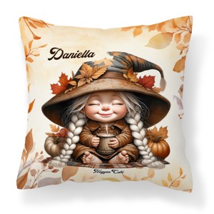 Névvel kérhető - Kávézós őszi manó lány mintás párna, Otthon & Életmód, Lakástextil, Párna & Párnahuzat, Díszpárna (belsővel együtt), , MESKA