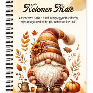 Személyre szabható - Aranyos őszi manó mintás A5-ös füzet, Otthon & Életmód, Papír, írószer, Jegyzetfüzet & Napló, , MESKA