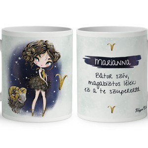 Személyre szabható - Barna hajú Csini Kos lány mintás bögre, Otthon & Életmód, Konyhafelszerelés, tálalás, Tálalás, Bögre & Csésze, , MESKA