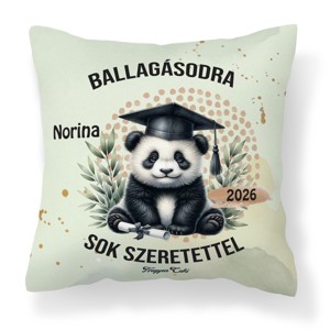 Ballagás 2026: panda mintás egyedi párna névvel - személyre szabott emlék (POLI40-0400) - Meska.hu