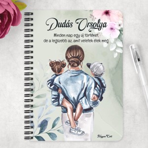 Személyre szabható - Anya és a Gyerekek mintás A6-os füzet - otthon & életmód - papír, írószer - jegyzetfüzet & napló - Meska.hu