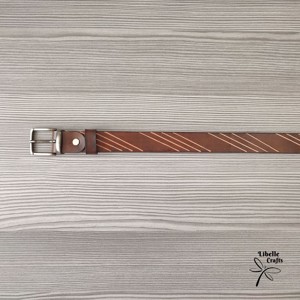 Sötétbarna vésett mintájú öv - ruha & divat - öv & övcsat - öv - Meska.hu