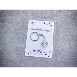 Szeretlek Keresztanya kulcstartó rózsakvarccal - táska & tok - kulcstartó & táskadísz - kulcstartó - Meska.hu