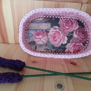 Horgolt pink bármitartó - Meska.hu