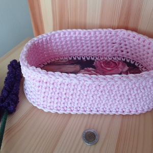 Horgolt pink bármitartó - otthon & életmód - dekoráció - dísztárgy - Meska.hu