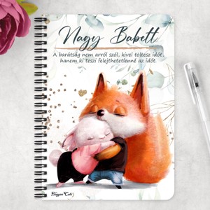Személyre szabható - Nyuszi és Róka mintás A6-os füzet - otthon & életmód - papír, írószer - jegyzetfüzet & napló - Meska.hu