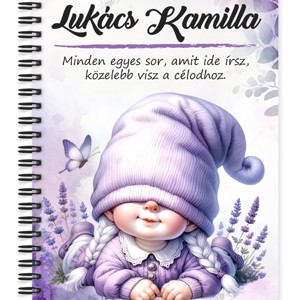 Személyre szabható - Cuki fekvő levendulás manólány mintás A6-os füzet, Otthon & Életmód, Papír, írószer, Jegyzetfüzet & Napló, , MESKA