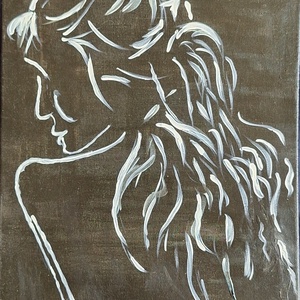 Fekete-fehér hölgy, Művészet, Festmény, Akril, Festészet, MESKA