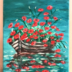 Pipacsok a tengeren, Művészet, Festmény, Akril, Festészet, Festett tárgyak, Akril festmény feszített vásznon.
25x35cm, MESKA