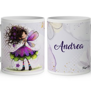 Névvel kérhető - Kedves ibolya virágos tündér mintás bögre, Otthon & Életmód, Konyhafelszerelés, tálalás, Tálalás, Bögre & Csésze, , MESKA