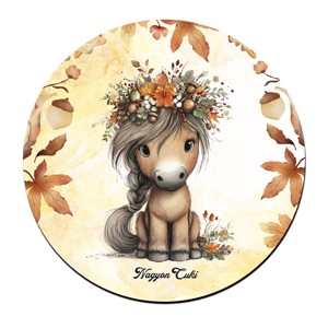 Cuki őszi virágkoszorús póni mintás pohár alátét, , , MESKA