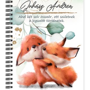 Személyre szabható - Fox Love mintás A5-ös füzet, Otthon & Életmód, Papír, írószer, Jegyzetfüzet & Napló, , MESKA