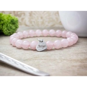Szeretlek Anya rózsakvarc ásvány karkötő - Meska.hu