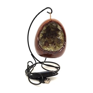 Citromkvarc nyers tojás hangulatlámpa fém állvánnyal 10 cm, Kellékek & szerszámok, Ásvány alapanyag, , MESKA