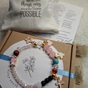 Jézus élete - keresztény történet karkötő-vrózsaszín-112, Ékszer, Karkötő, Bogyós karkötő, , MESKA