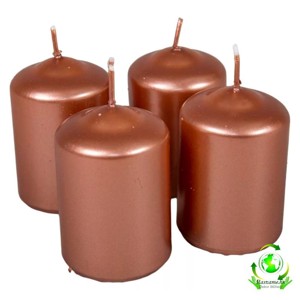 Metál henger gyertya szett 50x75mm - rosegold, Kellékek & szerszámok, Dekorációs gyertya, Dekorációs kellékek, , MESKA