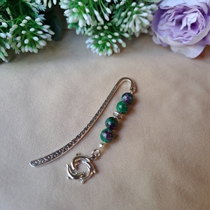 Ásvány és delfinek könyvjelző, Könyv & Zene, Könyvjelző, Ékszerkészítés, Gyöngyfűzés, gyöngyhímzés, MESKA