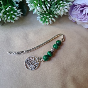 Malachit és lótuszvirág könyvjelző, Könyv & Zene, Könyvjelző, Ékszerkészítés, Gyöngyfűzés, gyöngyhímzés, MESKA