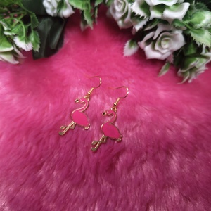 Flamingó fülbevaló - ékszer - fülbevaló - lógó fülbevaló - Meska.hu