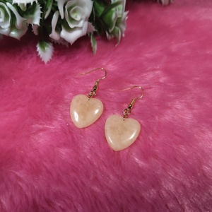 Szívecskés polyclay fülbevaló � áttetsző fehér - ékszer - fülbevaló - lógó fülbevaló - Meska.hu