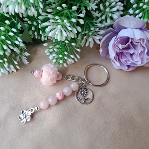 Ásványos, plüssgolyós kulcstartó, Táska & Tok, Kulcstartó & Táskadísz, Kulcstartó, Ékszerkészítés, Gyöngyfűzés, gyöngyhímzés, MESKA