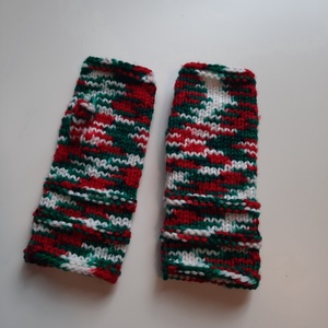 Horgolt karmelegítők - Ujjatlan kesztyűk - Magyarország zászló színei - Kesztyűk vegetáriánusoknak - Karácsonyi ajándékö - ruha & divat - sál, sapka, kendő - kesztyű - Meska.hu
