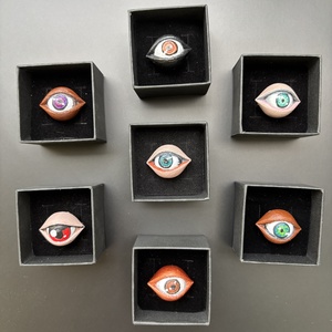 Egyedi, festett szem gyűrű - ékszer - gyűrű - figurális gyűrű - Meska.hu