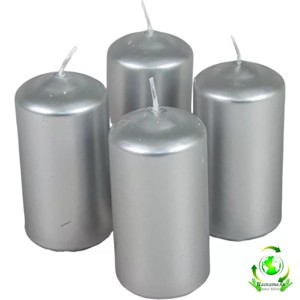Metál henger gyertya szett 50x100mm - ezüst, Kellékek & szerszámok, Dekorációs gyertya, Dekorációs kellékek, , MESKA