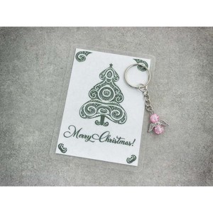 Merry Christmas rózsaszín angyal medálos kulcstartó, , , MESKA