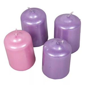 Metál adventi gyertya szett 40x60mm - 3 lila 1 rózsaszín - Meska.hu