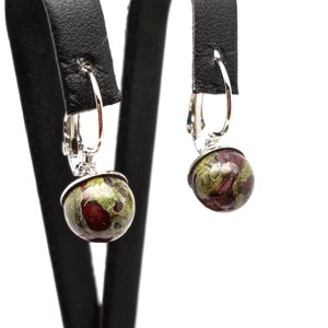 Fülbevaló golyó jáspis sárkány záras 10-10,5mm, Ékszer, Fülbevaló, Lógó fülbevaló, , MESKA