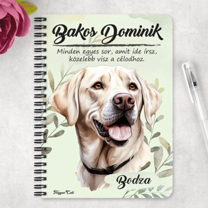 Személyre szabható - Fehér labrador portré mintás A6-os füzet - otthon & életmód - papír, írószer - jegyzetfüzet & napló - Meska.hu