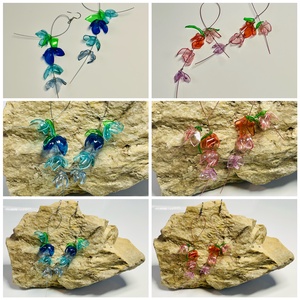 Virágeső fülbevaló - Sárga, kék vagy rózsaszín - ékszer - fülbevaló - lógó fülbevaló - Meska.hu