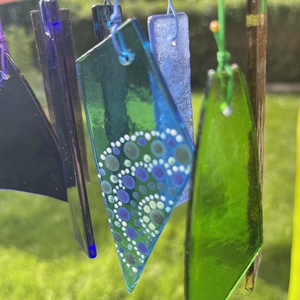 Üveg  csakra szélcsengő  - otthon & életmód - dekoráció - fali és függő dekoráció - függődísz - Meska.hu