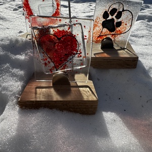 Valentin napi, Szeretet fényképtartó üveg szívvel, tappanccsal - otthon & életmód - dekoráció - asztal és polc dekoráció - díszüveg - Meska.hu