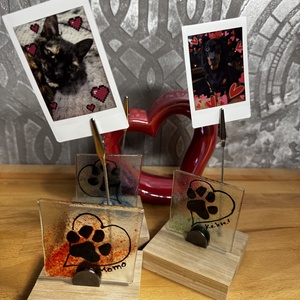 Valentin napi, Szeretet fényképtartó üveg szívvel, tappanccsal - otthon & életmód - dekoráció - asztal és polc dekoráció - díszüveg - Meska.hu