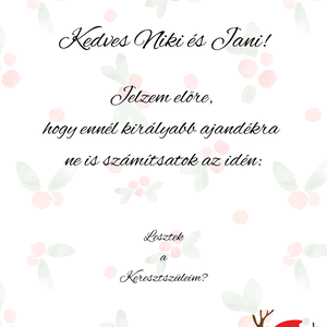 Keresztszülő felkérő box - karácsonyi - karácsony - karácsonyi lakásdekoráció - karácsonyfadíszek - Meska.hu
