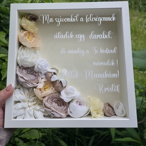 Szülőköszöntő shadow box , Esküvő, Emlék & Ajándék, Szülőköszöntő ajándék, Fotó, grafika, rajz, illusztráció, Virágkötés, MESKA