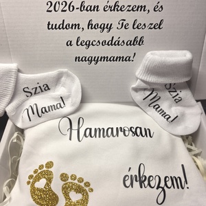 Baba bejelentő box, Ruha & Divat, Babaruha & Gyerekruha, Body, Fotó, grafika, rajz, illusztráció, MESKA