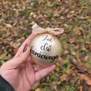 Első karácsonyom- üveggömb, névre szóló, első karácsony , Karácsony, Karácsonyi lakásdekoráció, Karácsonyfadíszek, Fotó, grafika, rajz, illusztráció, Mindenmás, MESKA