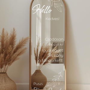 Esküvői tükör matrica - leveles motívummal, Esküvő, Dekoráció, Tábla & Jelzés, Fotó, grafika, rajz, illusztráció, MESKA