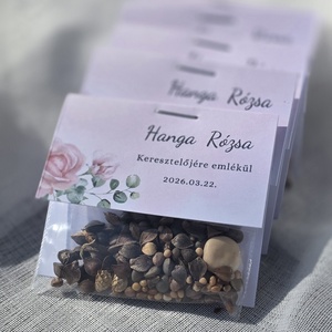 Keresztelő emlék virágmagok - egyedi látványtervekkel! - baba - mama - keresztelő kellékek - keresztelőajándékok - Meska.hu