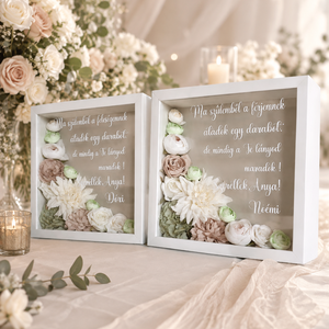 Szülőköszöntő shadow box , Esküvő, Emlék & Ajándék, Szülőköszöntő ajándék, Fotó, grafika, rajz, illusztráció, Virágkötés, MESKA