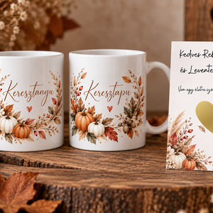 Keresztszülő felkérő bögre szett - Őszi box, Baba - mama, Keresztelő kellékek, Keresztszülő felkérő, Fotó, grafika, rajz, illusztráció, A szett tartalma:
- 1 db Keresztanyu feliratú bögre
- 1 db Keresztapu feliratú bögre
- 1db A6 méret..., MESKA