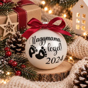 Baba bejelentő karácsonyi gömb - Nagymama, nagypapa, nagynéni stb. - Meska.hu